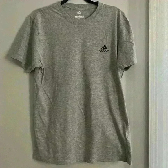 Adidas Golf Shirt Mens Heather Gray Logo Gym Workout Running Preppy - Picture 1 of 2
